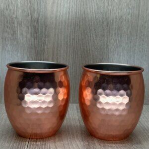 Eco One Silver One International Moscow Mule Mugs Copper Hammered Finish 2-Piece